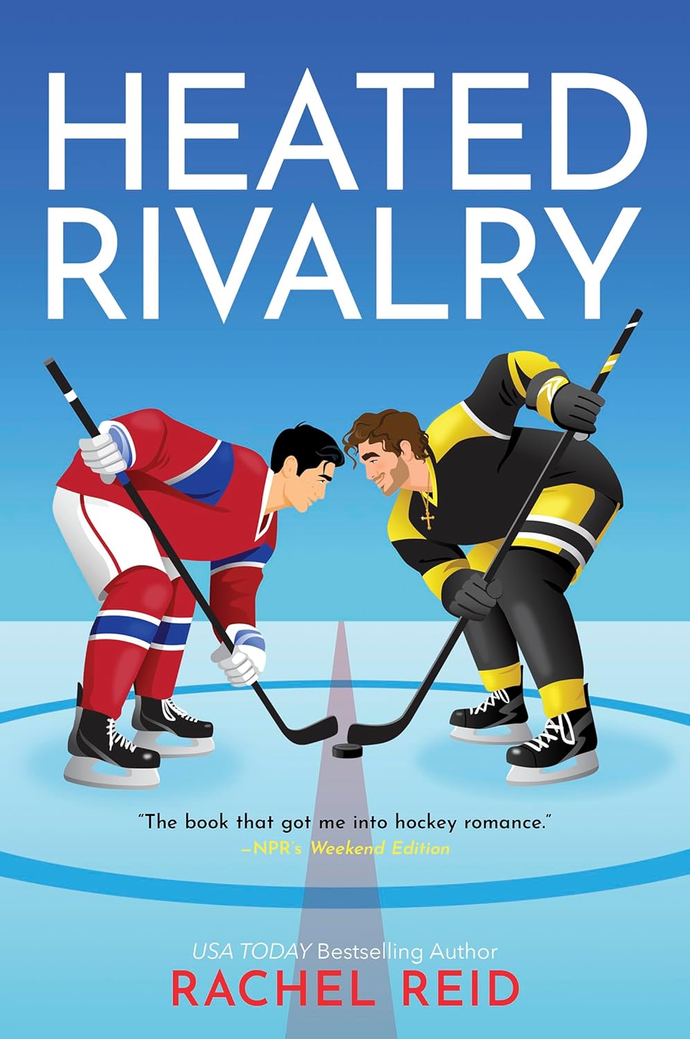Heated Rivalry book cover by Rachel Reid, sports romance novel available in Trinidad