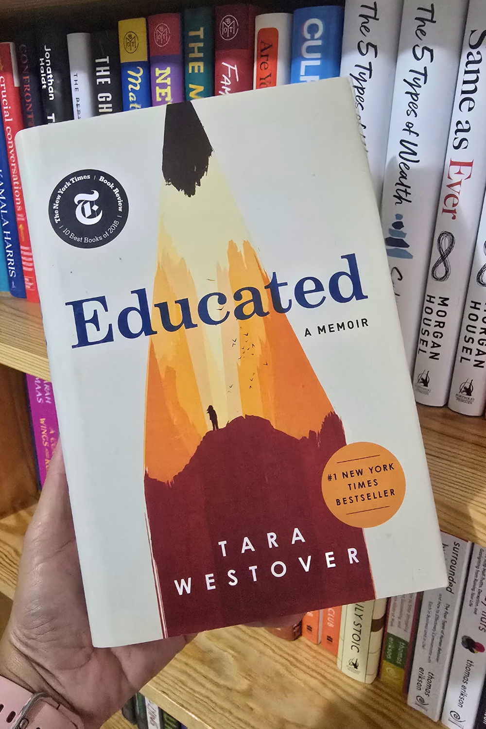 Cover of Educated by Tara Westover, a book about self-invention, family, and the power of education available in Trinidad.