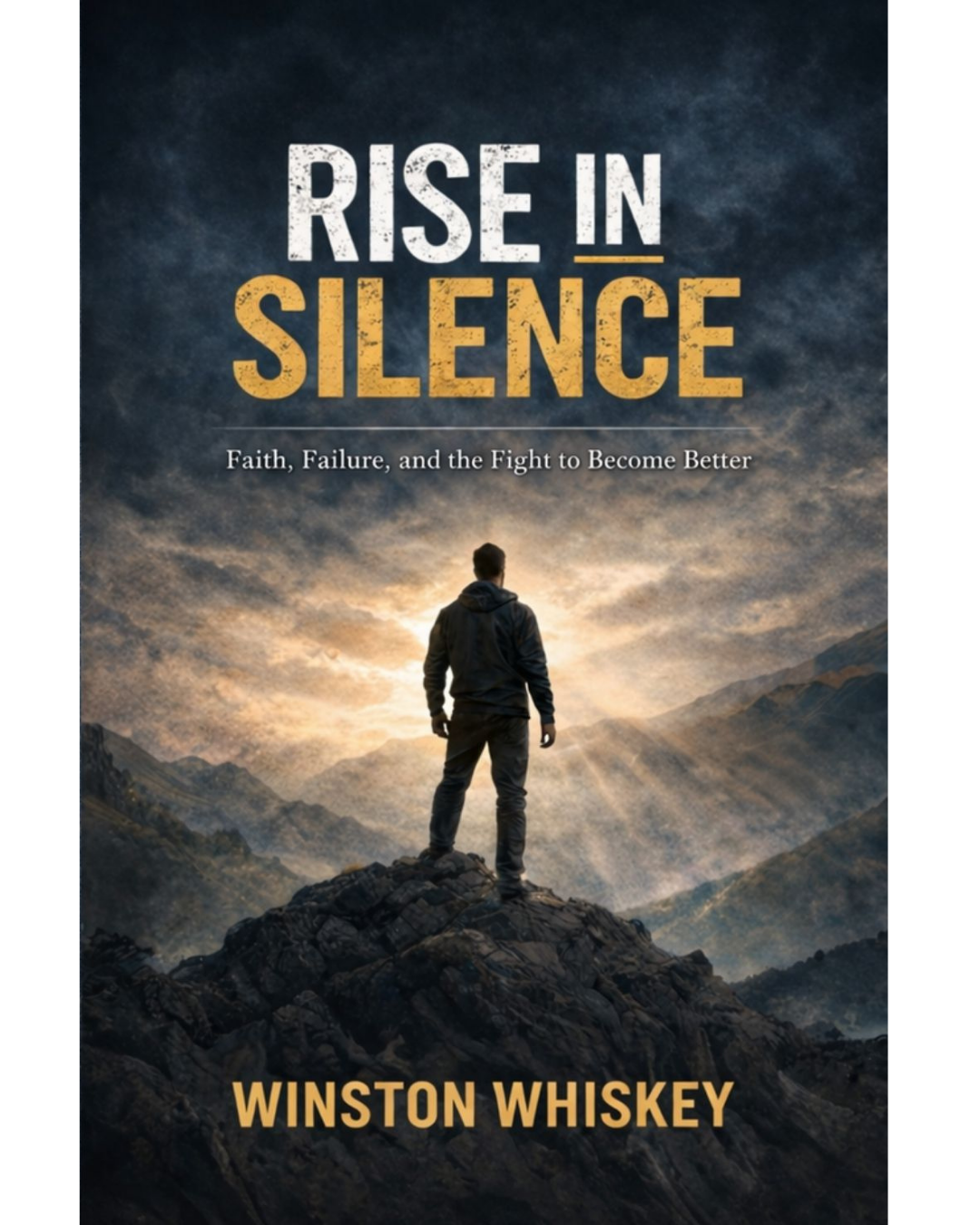 Cover of Rise In Silence by Winston Whiskey, a motivational self-help book by a Trinidad & Tobago author, available in Trinidad.
