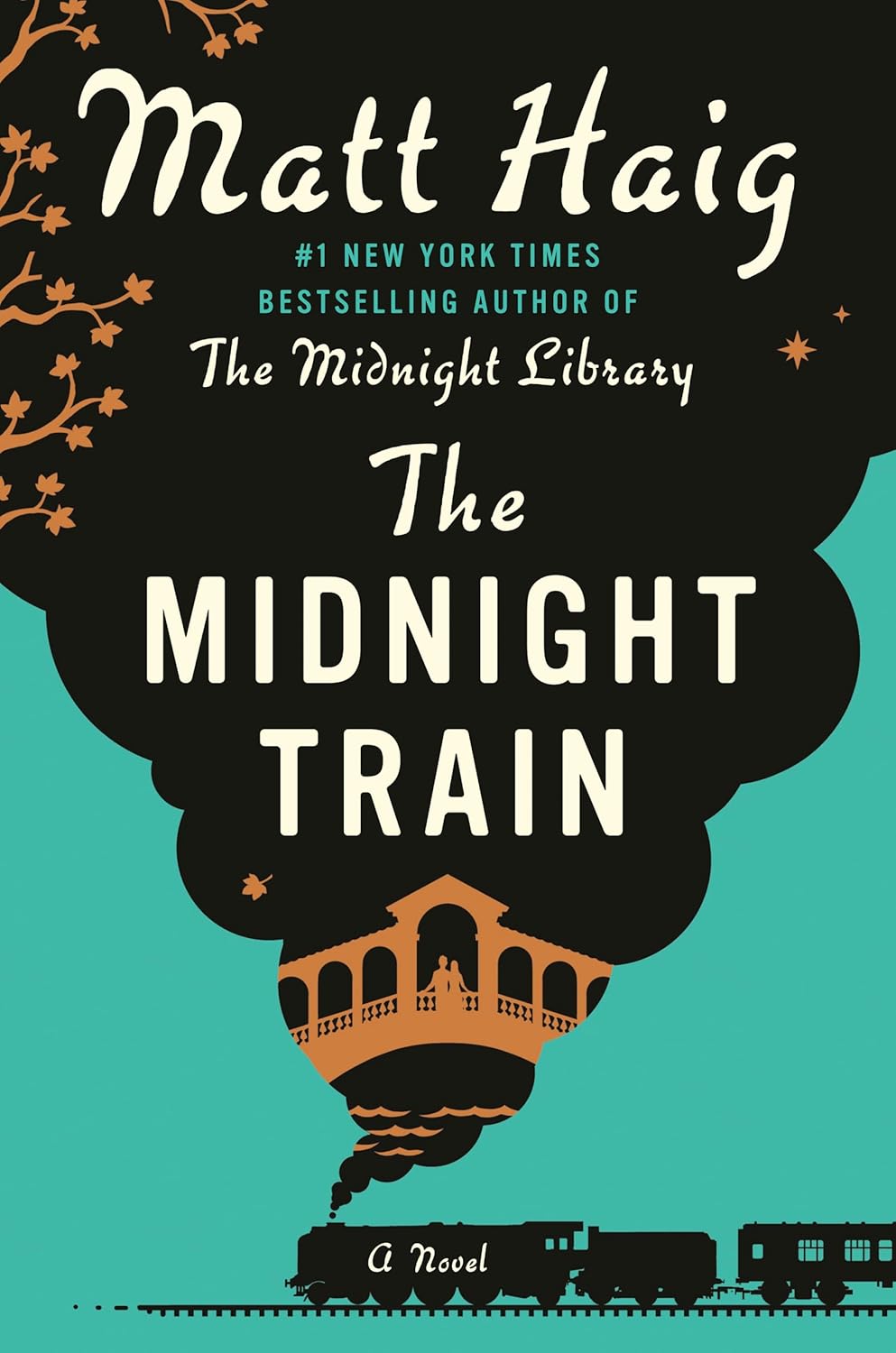 Cover of The Midnight Train by Matt Haig, a fantasy book about time travel, love and second chances available in Trinidad.