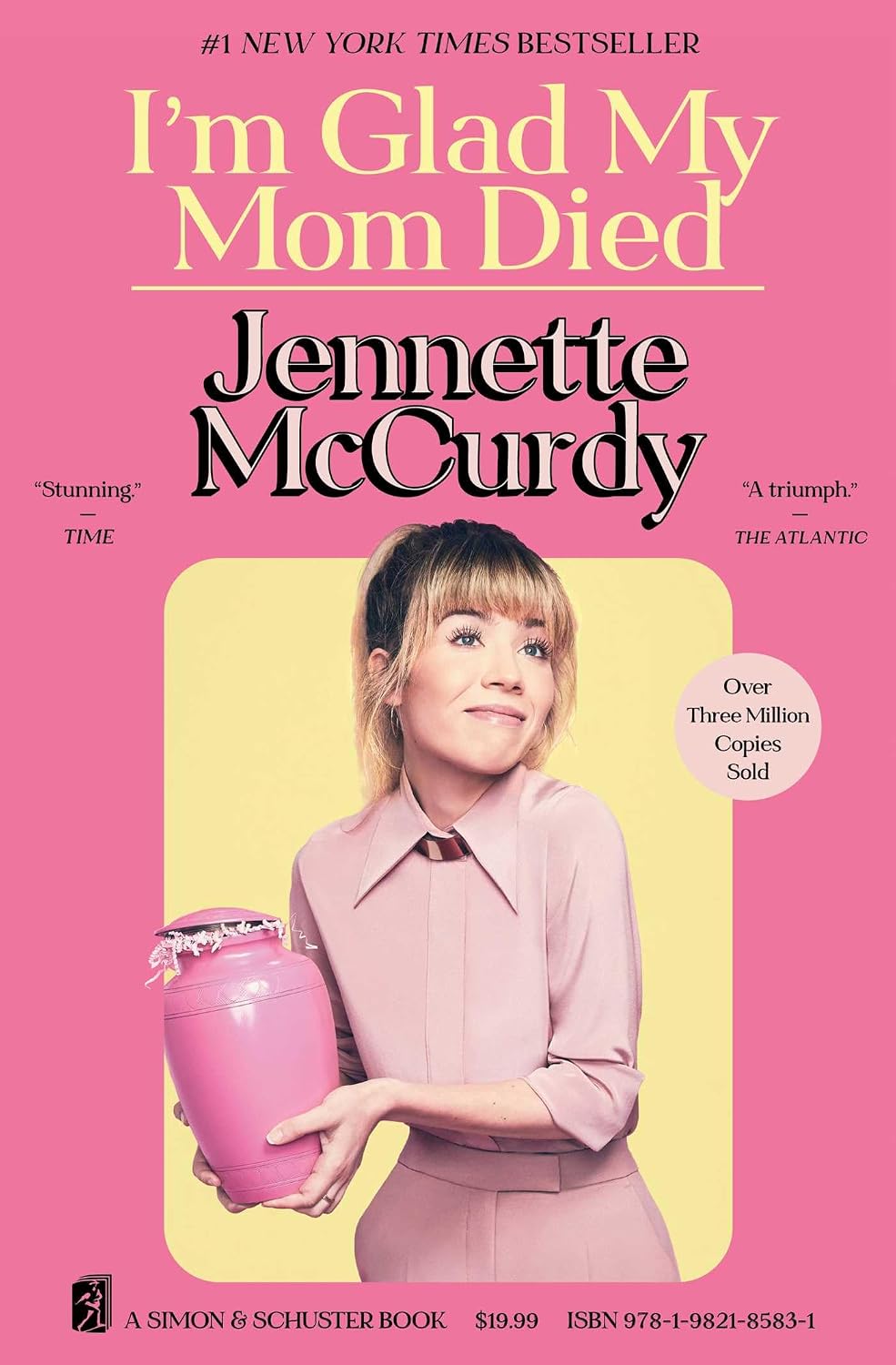 Cover of I'm Glad My Mom Died by Jennette McCurdy, a memoir about family trauma, recovery and personal growth available in Trinidad.