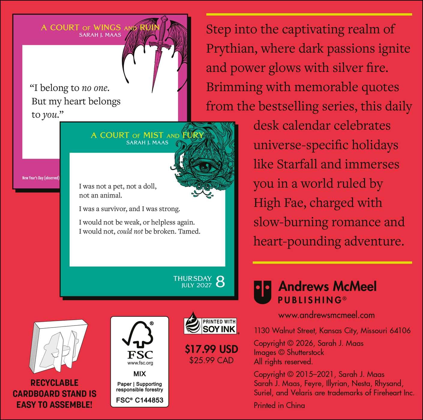 A Court of Thorns and Roses 2027 Day-to-Day Calendar by Sarah J. Maas.